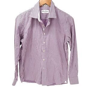 Robert Graham Shirt Boys Large 14-16 Long Sleeves Button Up Purple Gingham